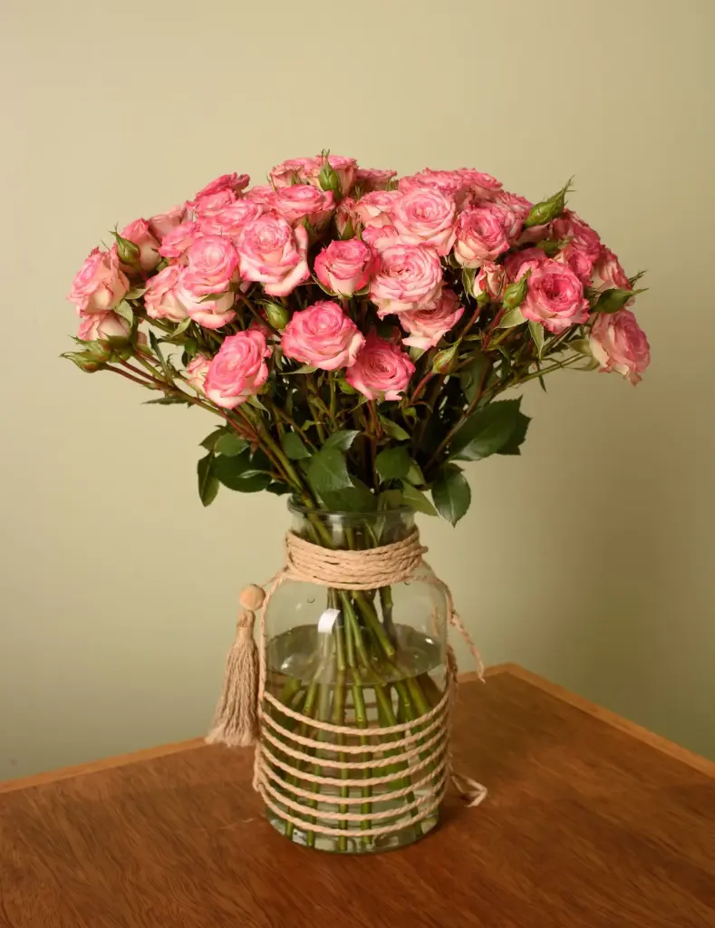  Spray Roses 50cm Bic Pink Cherry follies
