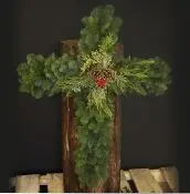 CHRISTMAS - 20" DOOR SWAG, X-MAS CROSS (Qty 4)